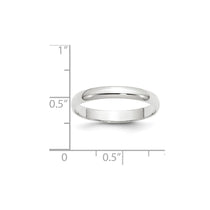 10k White Gold 3mm Lightweight Half Round Wedding Band