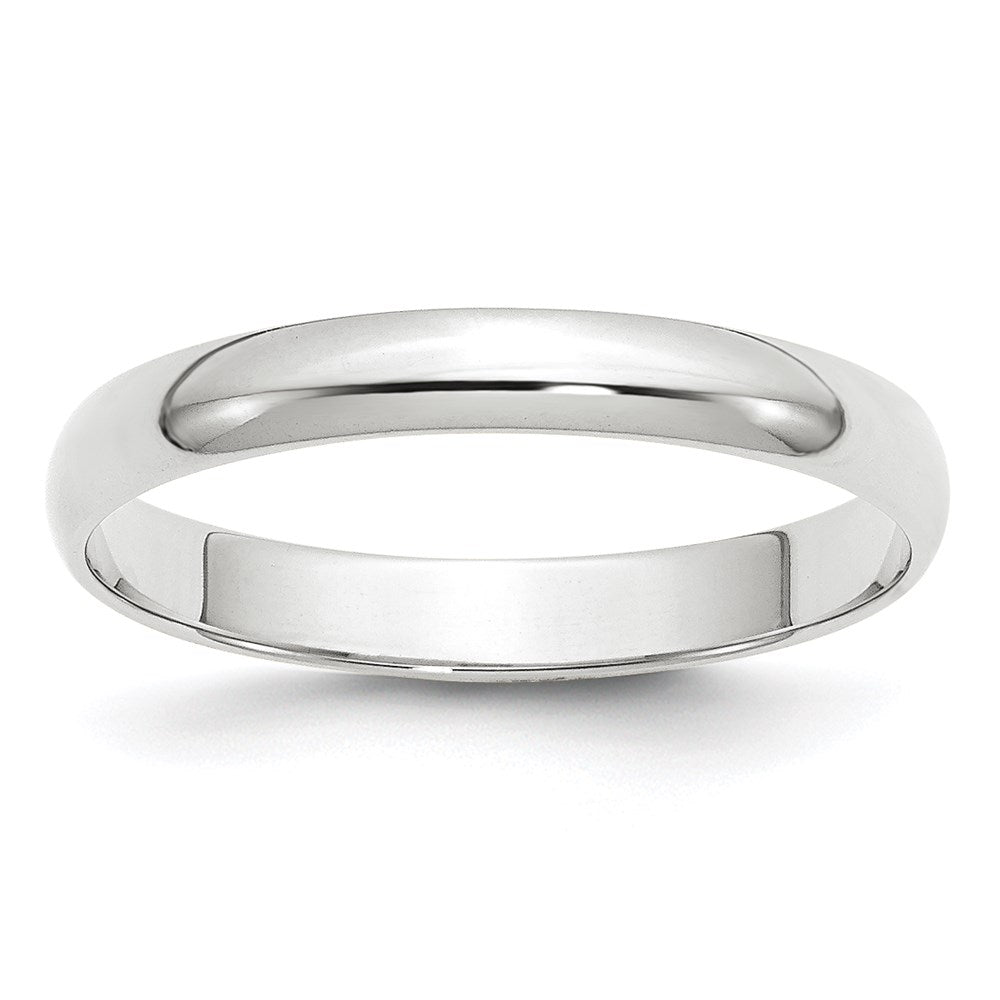 10k White Gold 3mm Lightweight Half Round Wedding Band