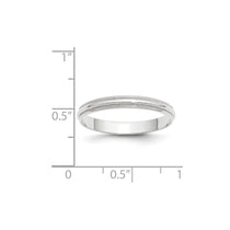 10k White Gold 3mm Lightweight Milgrain Half Round Wedding Band