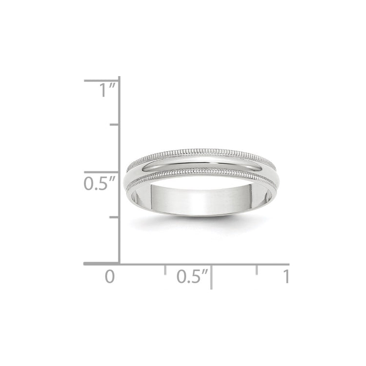 10k White Gold 4mm Lightweight Milgrain Half Round Wedding Band