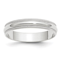10k White Gold 4mm Lightweight Milgrain Half Round Wedding Band