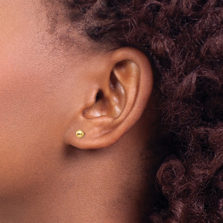 14k 4mm Polished Puffed Ball Post Earrings