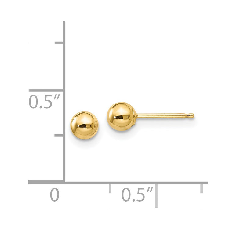 14k 4mm Polished Puffed Ball Post Earrings