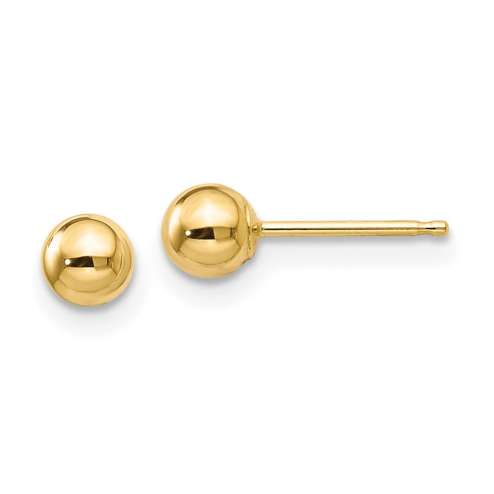 14k 4mm Polished Puffed Ball Post Earrings