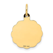 14K A DATE TO REMEMBER 15mm Engravable Disc Charm