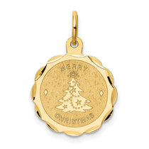 14k MERRY CHRISTMAS with Tree 15mm Engravable Disc Charm