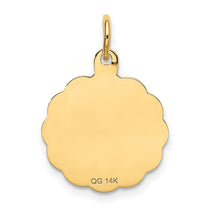 14k Polished IT'S A BOY Scalloped 16mm Engravable Disc Charm