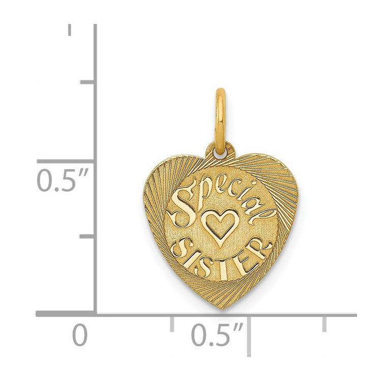 14K SPECIAL SISTER 12mm Engravable Heart Charm