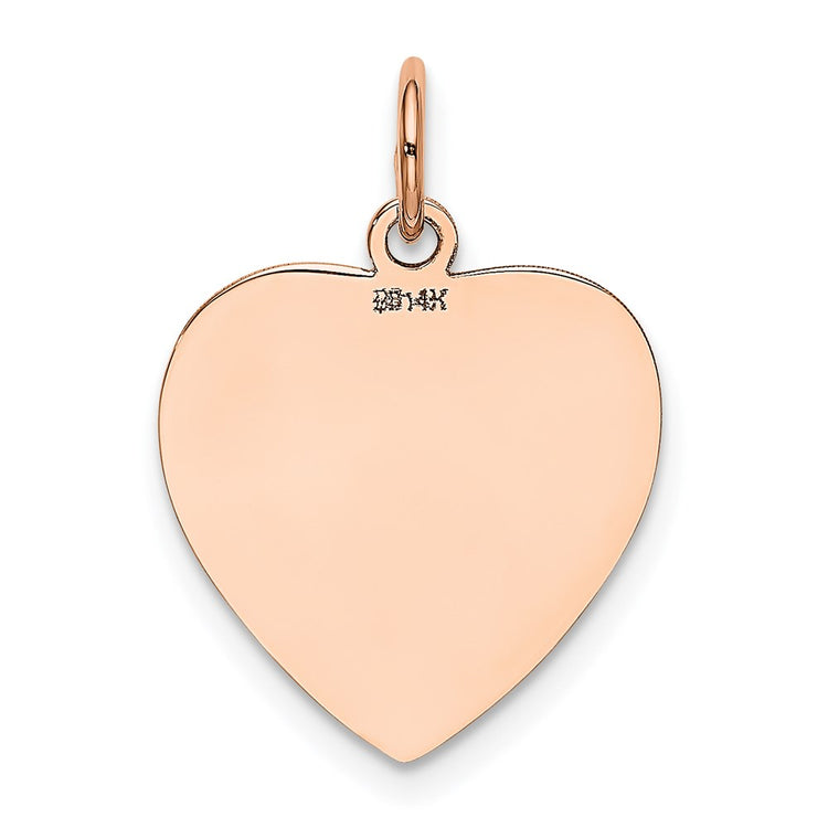 14K Rose Gold Polished Engravable 16mm Heart Disc Pendant