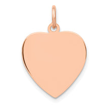 14K Rose Gold Polished Engravable 16mm Heart Disc Pendant