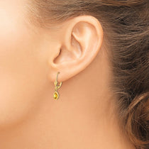 14k 6x4 Oval Bezel November/Citrine Leverback Earrings