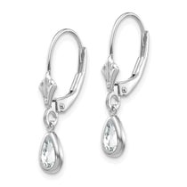 14k White Gold 6x4 Pear Bezel April/White Topaz Leverback Earrings
