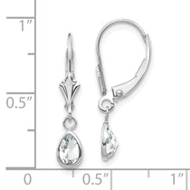 14k White Gold 6x4 Pear Bezel April/White Topaz Leverback Earrings