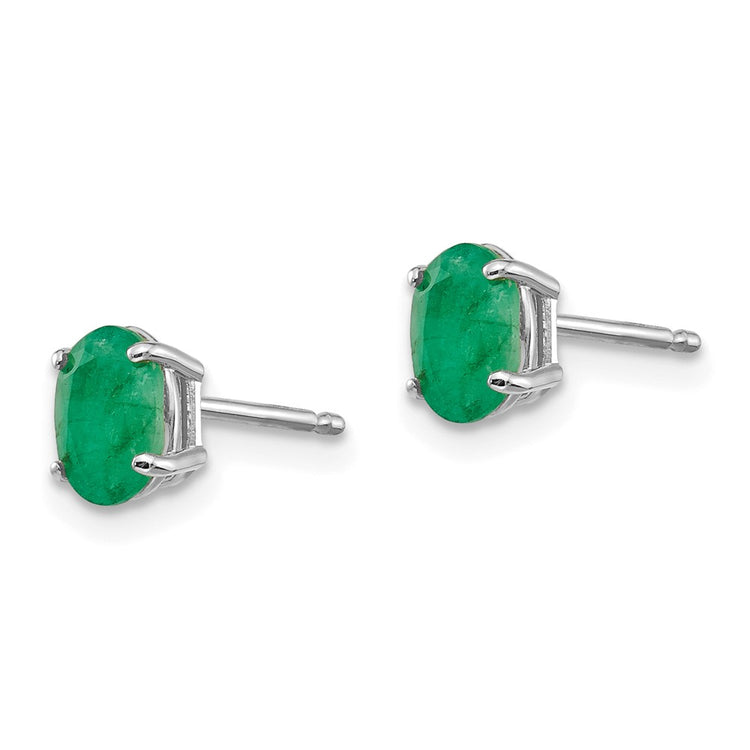 14k White Gold 6x4 Oval May/Emerald Post Earrings