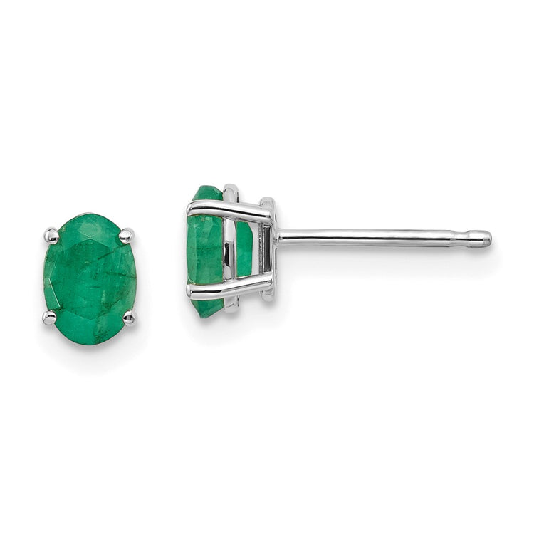 14k White Gold 6x4 Oval May/Emerald Post Earrings