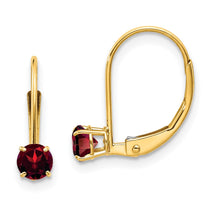 14k 4mm Round January/Garnet Leverback Earrings
