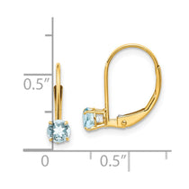 14k 4mm Round March/Aquamarine Leverback Earrings