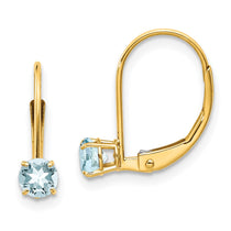 14k 4mm Round March/Aquamarine Leverback Earrings
