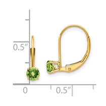 14k 4mm Round August/Peridot Leverback Earrings