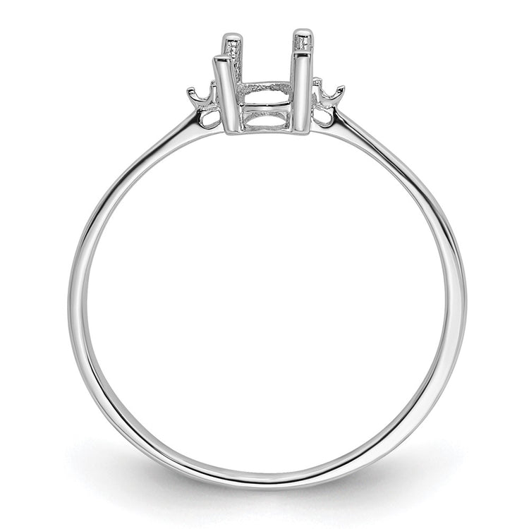 14k White Gold Diamond and 6x4 Oval Birthstone Ring Mounting