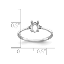 14k White Gold Diamond and 6x4 Oval Birthstone Ring Mounting