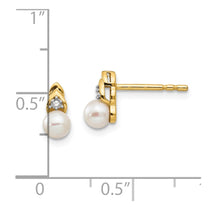 14k 4.5mm June/Freshwater Cultured Pearl and Diamond Post Earrings
