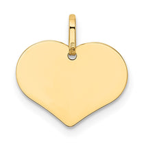 14K Polished Engravable 14mm Heart Disc Pendant