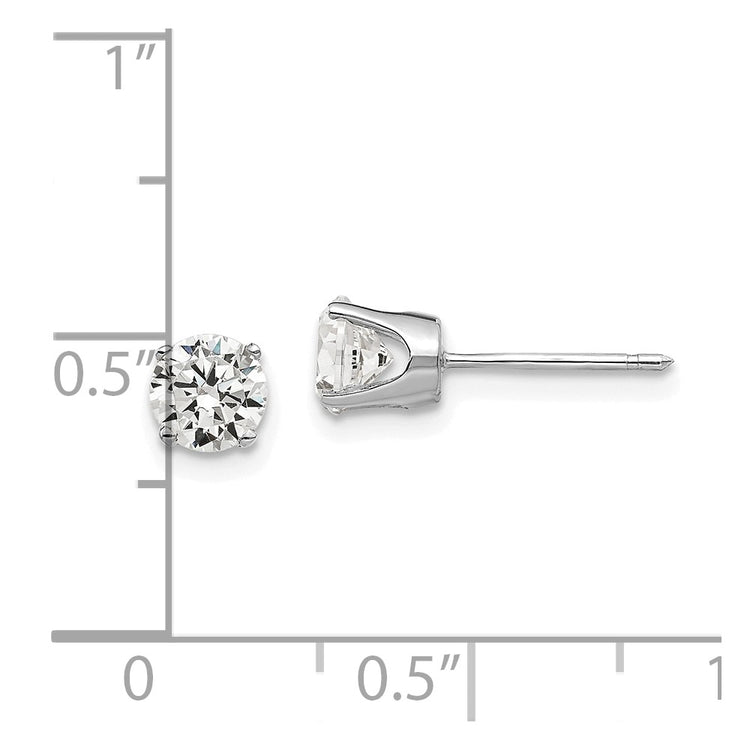 14k White Gold 5mm Round CZ Stud Earrings