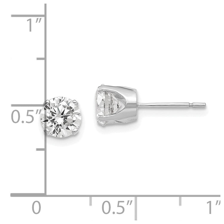 14k White Gold 5.75mm Round CZ Stud Earrings