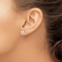 14k White Gold 6.5mm Round CZ Stud Earrings