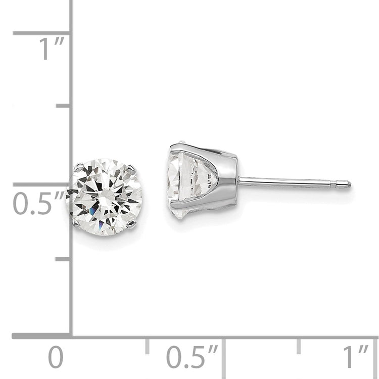 14k White Gold 6.5mm Round CZ Stud Earrings