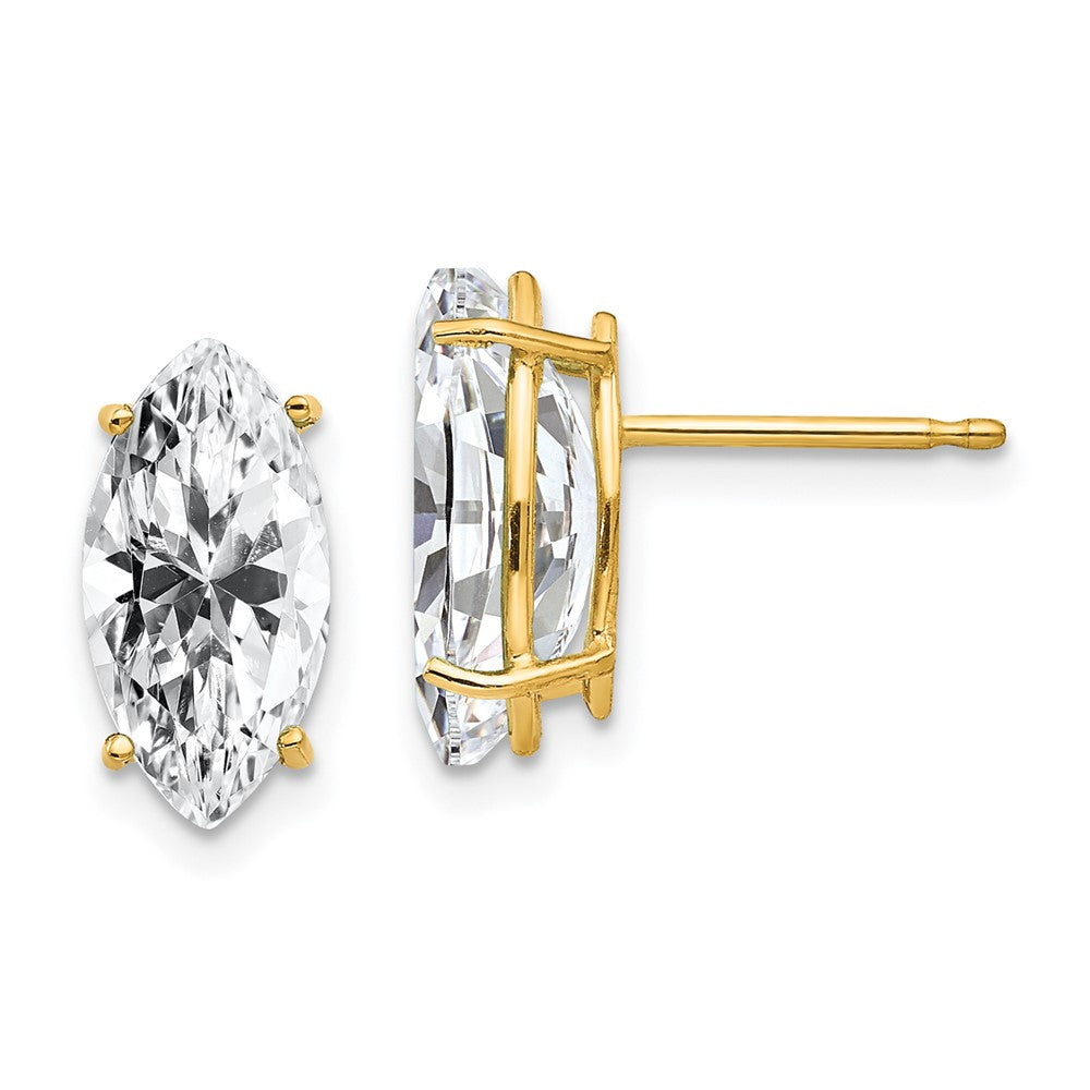 14k 10x5mm Marquise Cubic Zirconia Post Earrings