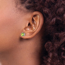 14k White Gold 5mm Square Step-Cut Peridot Post Earrings