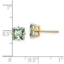 14k 6mm Square Green Quartz Post Earrings