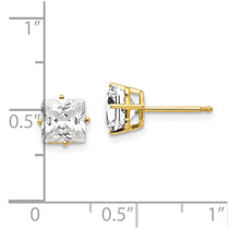 14k 6mm Princess-cut Cubic Zirconia Post Earrings