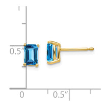 14k 6x4mm Emerald-cut Blue Topaz Post Earrings