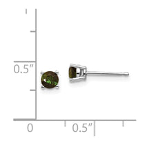 14k White Gold 4mm Round Green Tourmaline Post Earrings