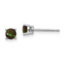 14k White Gold 4mm Round Green Tourmaline Post Earrings