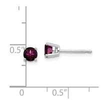 14k White Gold 4mm Round Rhodolite Garnet Post Earrings