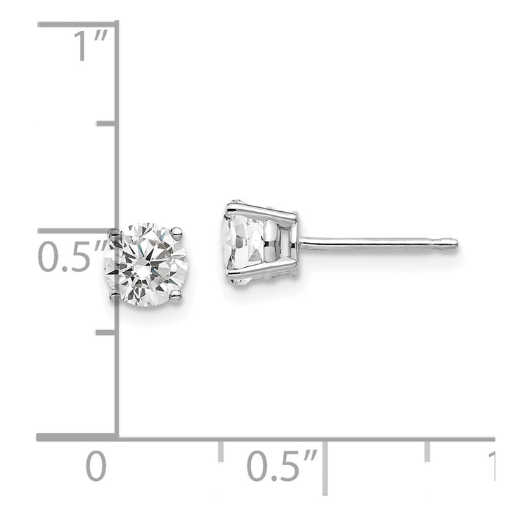 14k White Gold 5mm Round Cubic Zirconia Post Earrings