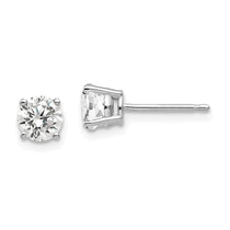 14k White Gold 5mm Round Cubic Zirconia Post Earrings