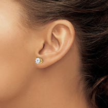 14k 6mm Round Cubic Zirconia Post Earrings