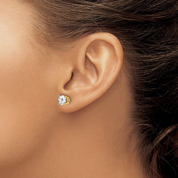 14k 6mm Round Cubic Zirconia Post Earrings