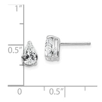 14k White Gold 7x5mm Pear Cubic Zirconia Post Earrings