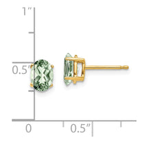 14k 7x5mm Oval Green Quartz Post Earrings