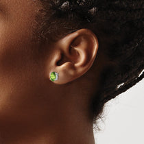 14k White Gold 7x5mm Oval Peridot Post Earrings
