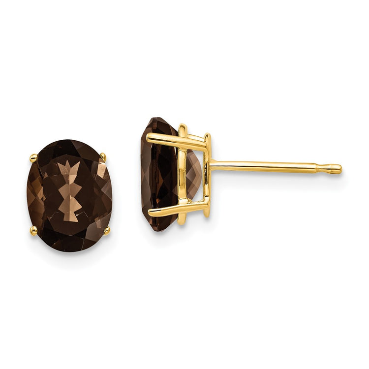 14k 8x6mm Oval Smoky Quartz Post Earrings