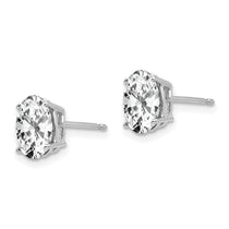 14k White Gold 8x6mm Oval Cubic Zirconia Post Earrings