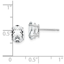 14k White Gold 8x6mm Oval Cubic Zirconia Post Earrings