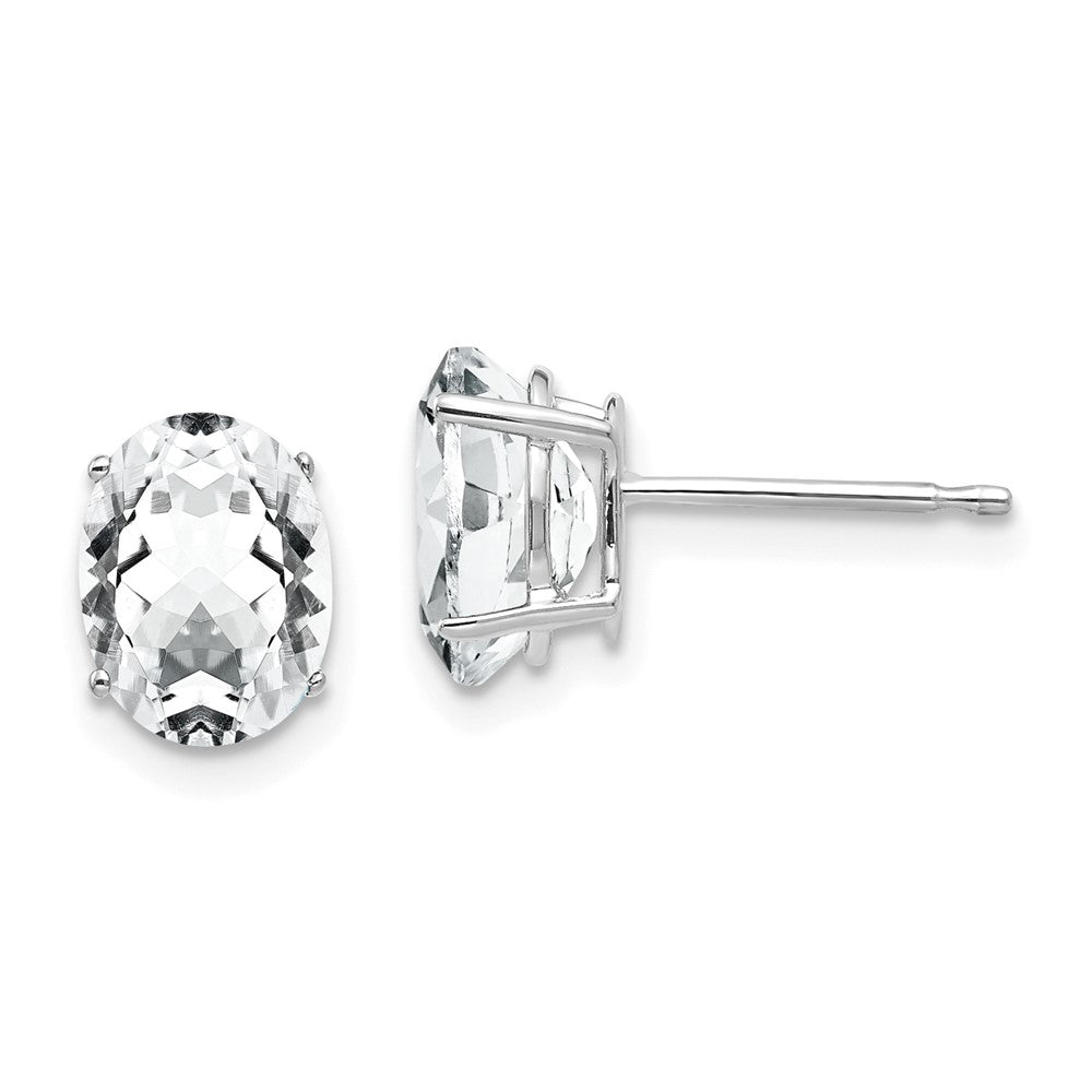 14k White Gold 8x6mm Oval Cubic Zirconia Post Earrings